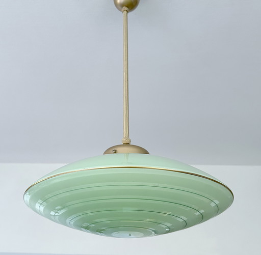 Vintage Art Deco  Glass Pendant Lamp