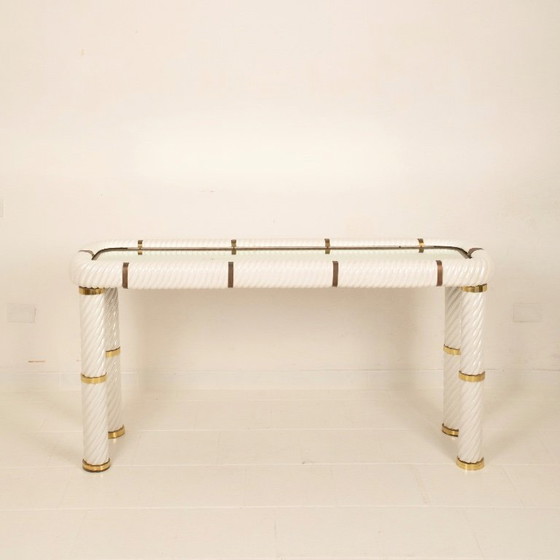 Image 1 of Console en porcelaine et laiton de Tommaso Barbi, 1970