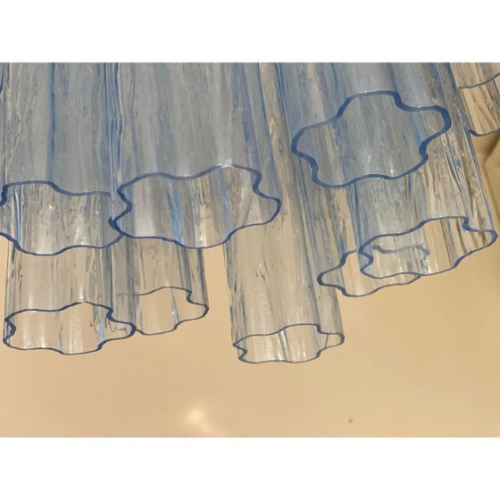 Image 1 of Lámpara de araña Tronchi estilo Murano azul cielo italiano