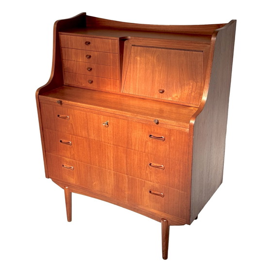 Image 1 of Ca. 1960’s - Danish secretary with mirror and extendable desk - Teak wood