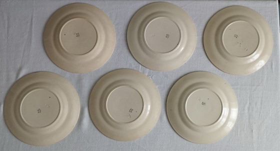 Image 1 of KG Lunéville - 6 ironstone dinner plates monogrammed "C"