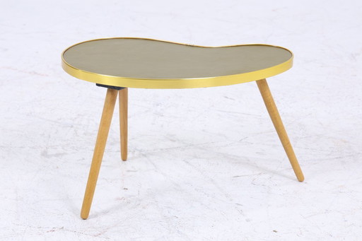 Vintage kidney-shaped table | Mid - Century flower table | side tables olive green 60s #07-33