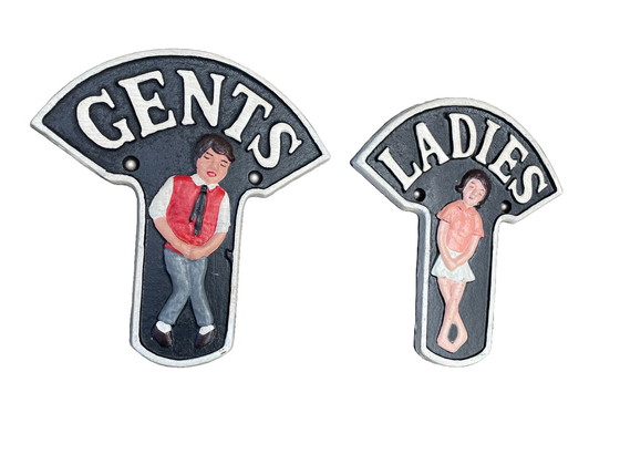 Image 1 of Set van Twee Nostalgische Toiletborden