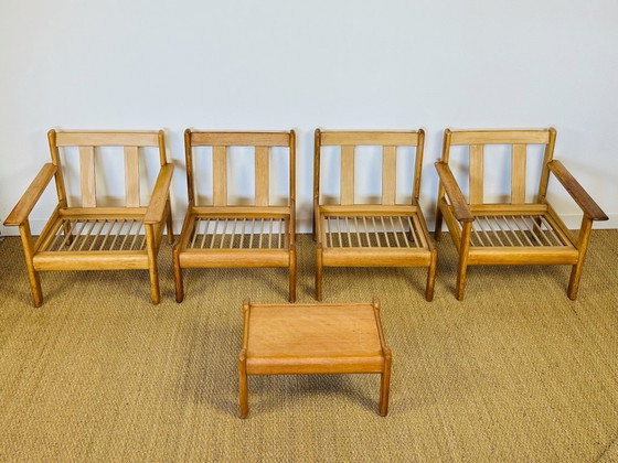 Image 1 of Ensemble de Salon modulable Vintage en Chêne et Velours Côtelé, 1960s, Set de 5