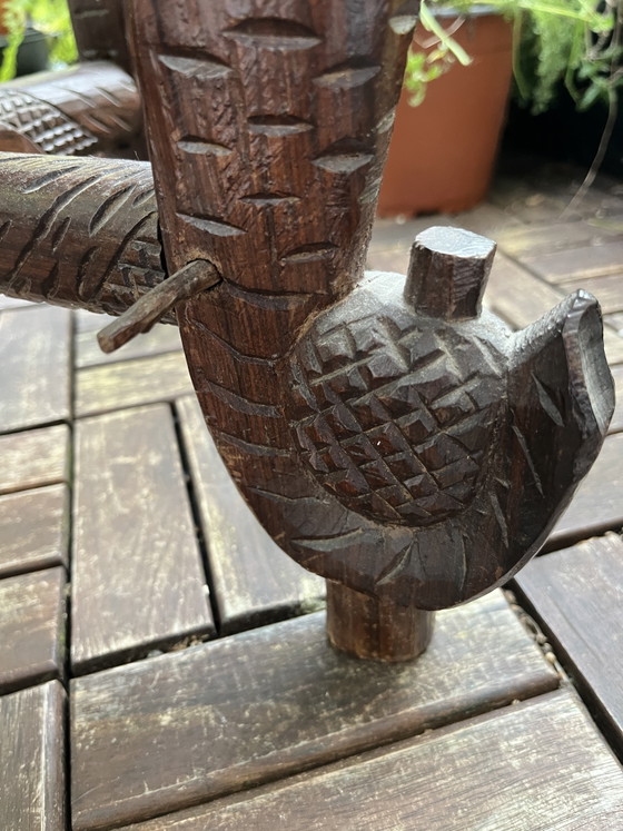 Elephant side table, solid wood, inlay work, circa 1920 (photo 9 of 11)