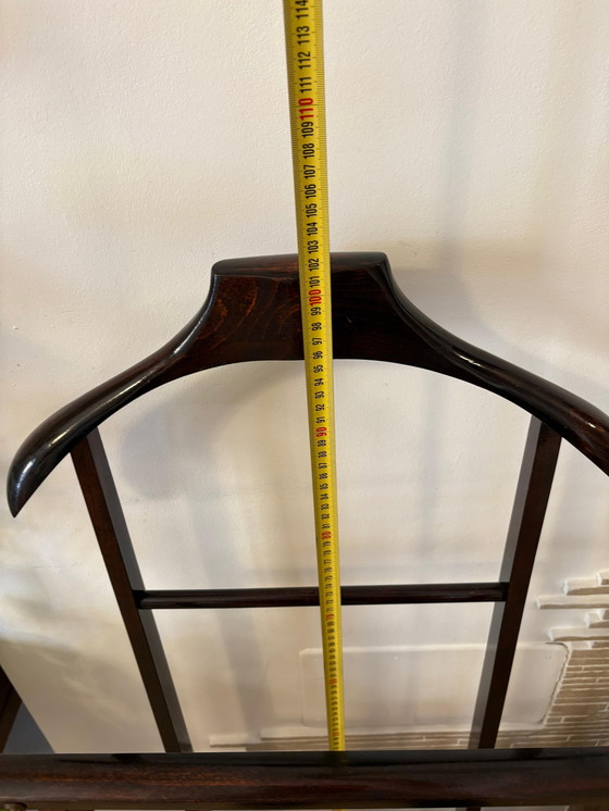 Image 1 of Mid century rustic Valet stand vintage appendiabiti dress rack wooden clothes design dressboy italian organizer servomuto gentle