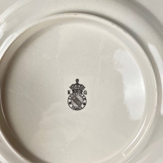 Image 1 of Set de 4 assiettes plates + 1 saladier Luneville Reverbere Yvonne