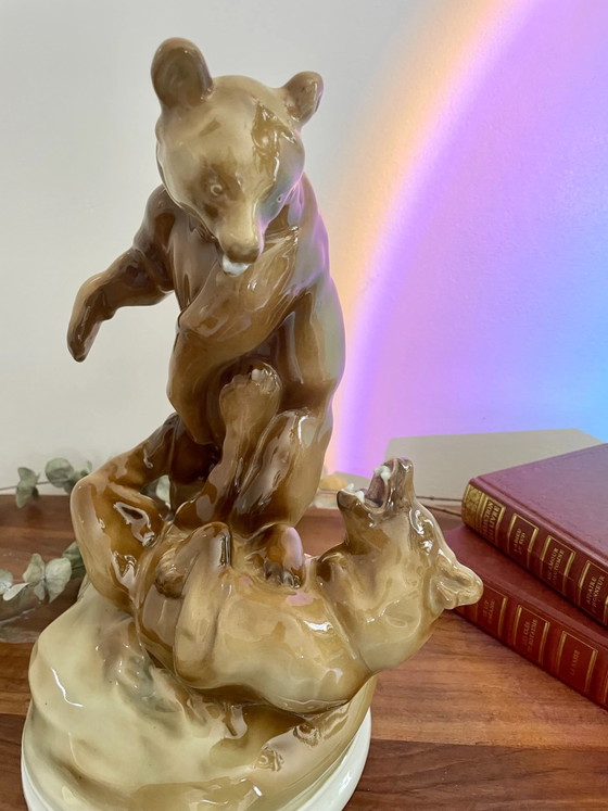Zsolnay Ungarn Bärenskulptur – Bildhauerei, Porcelain (photo 2 of 3)