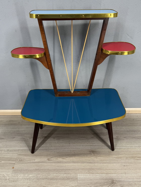 Image 1 of Vintage Formica Mid-Century Plantentafel met Space Age vibes