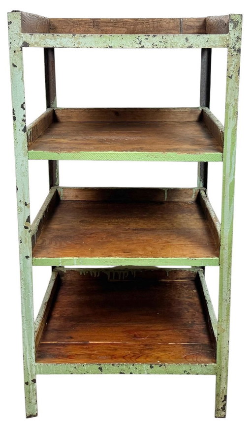 Scaffale industriale verde, anni '60