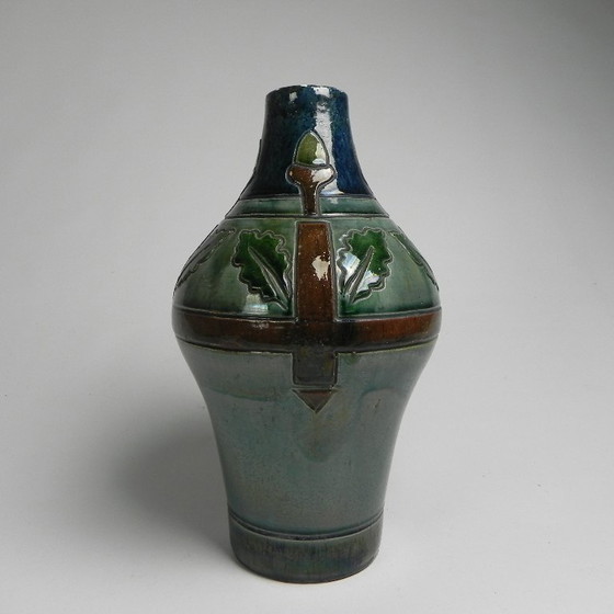 Image 1 of Flemish Art Deco vase with acorn and oak leaf motifs, 1920s