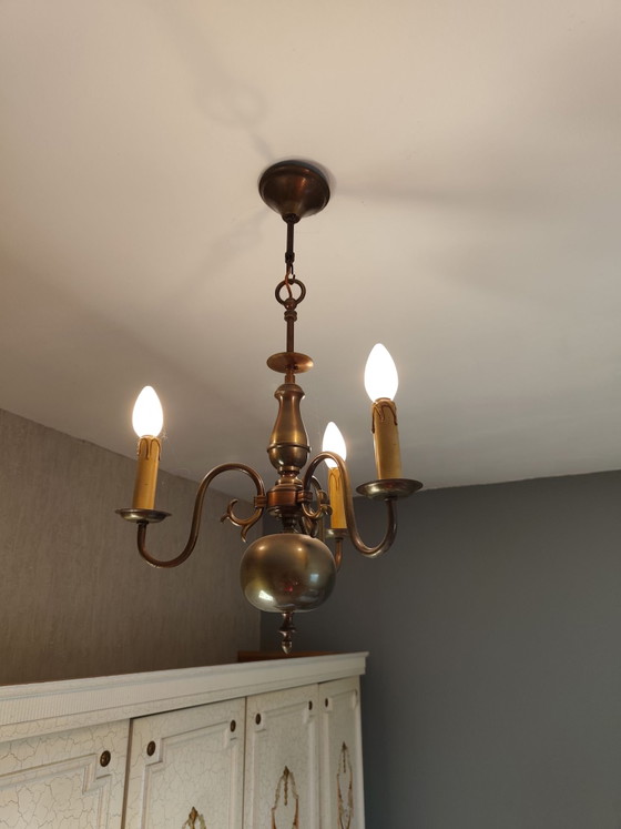 Vintage 3-arm Chandelier – Plastic, Brass (photo 4 of 8)