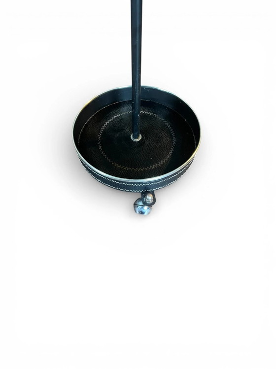 Posacenere da Terra Vintage su Ruote – Supporto per Fumatori in Metallo Nero Mid-Century Space Age, (photo 4 of 9)