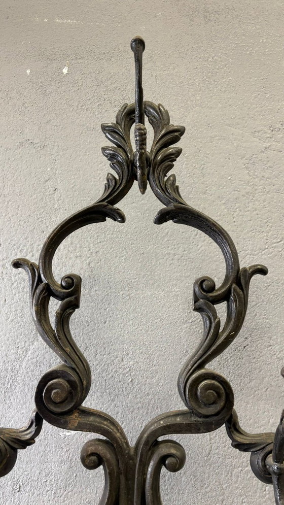 Image 1 of Antique Cast Iron Hall Stand, Victorian Coat Rack with Marble Base, Ornate Hall Tree, 19th Century