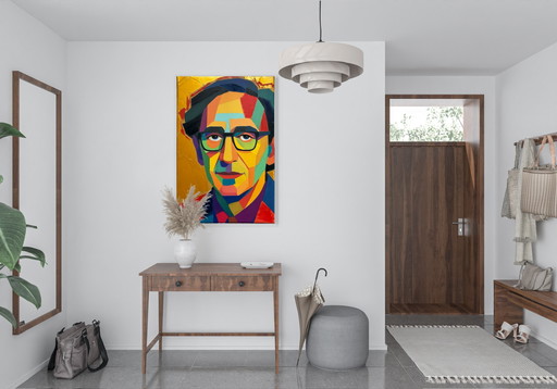 Franco Battiato ritratto Pop Art – Iconic Italian Music Legend – Pop Geometric Portrait (WPAP Inspired) Gold bronze 60x40 cm