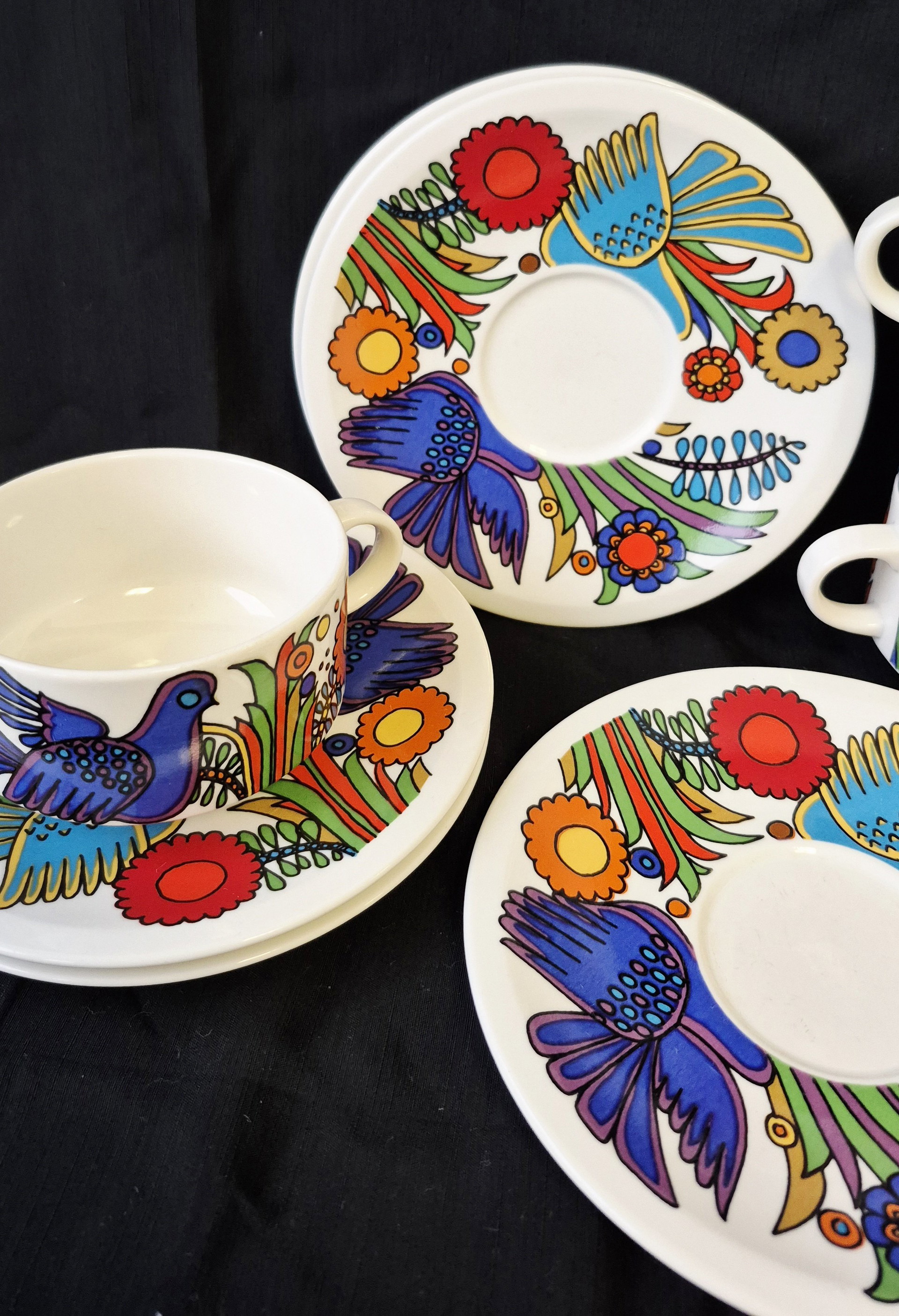 Acapulco Villeroy & Boch 5 x Coffee Cup + 5 x Saucer Blue Logo