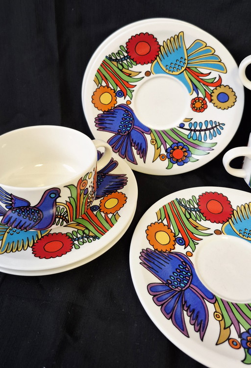 Acapulco Villeroy & Boch 5 x Koffiekopje + 5 x Schoteltje Blauw Logo