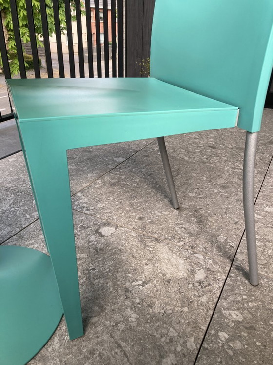 Image 1 of Kartell by Philippe Starck – Miss Balu tafel + 2 Miss Global stoelen – turkoois design set
