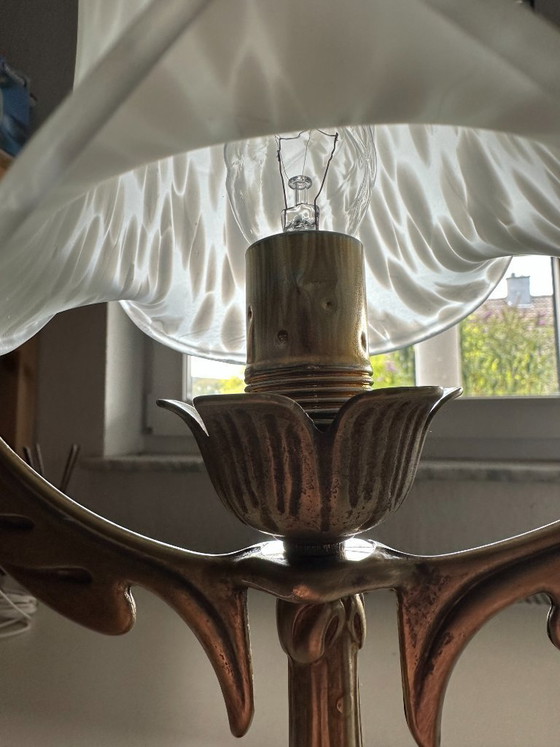 Lampada da tavolo Art Nouveau onirica, originale del 1900 circa, restaurata professionalmente. (photo 6 of 6)