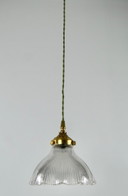 Vintage Franse Holophane Hanglamp Glas 