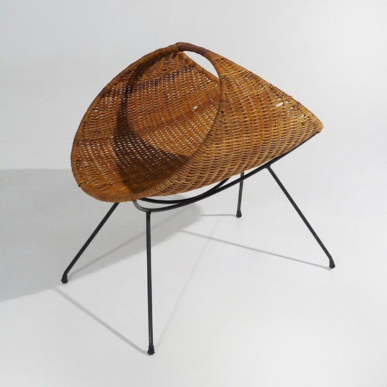 Tijdschriftenrek van rotan met metalen poten, jaren 1950 – Rattan (photo 4 of 12)
