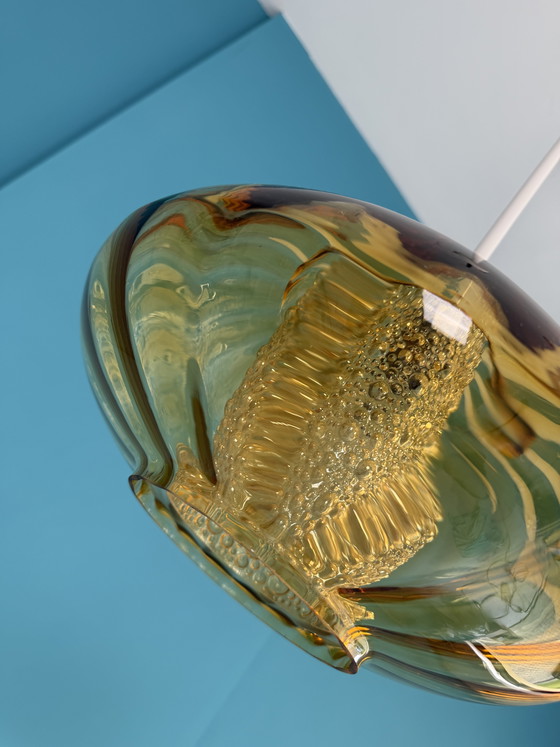 Image 1 of Vintage hanglamp uit het midden van de 20e eeuw / ruimtevaarttijdperk - amberkleurig, jaren 60/70