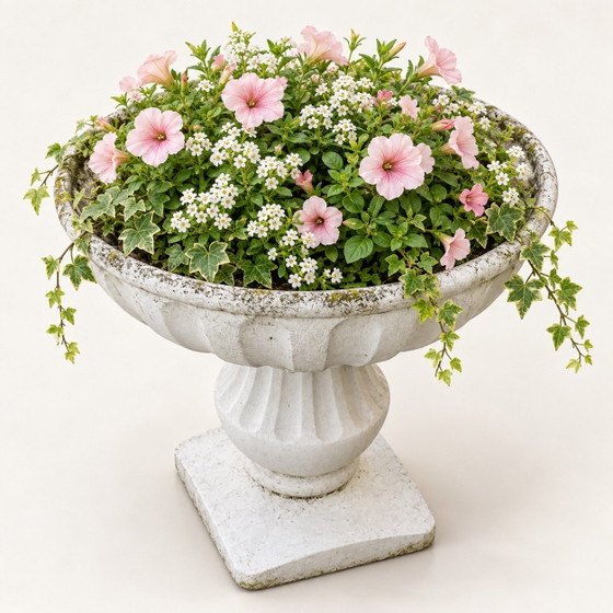 Vaso da fiori antico in pietra, Vasi per piante, Bianco (foto 6 di 7)
