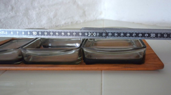 Set da portata in legno e vetro fumé, Accessori da tavola, Marrone, Vintage (foto 13 di 15)