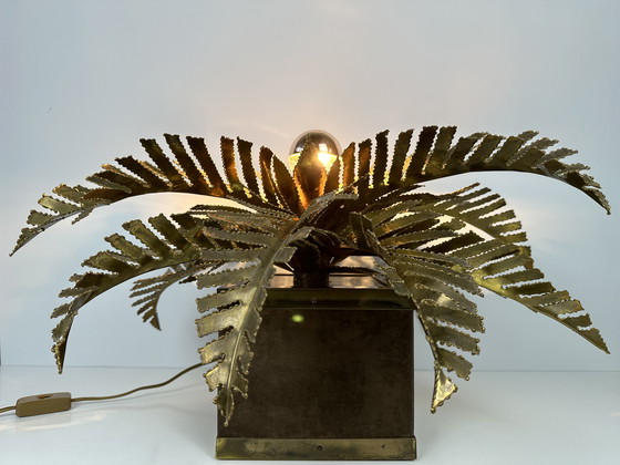 Image 1 of Vintage messing palm tafellamp - Maison Jansen