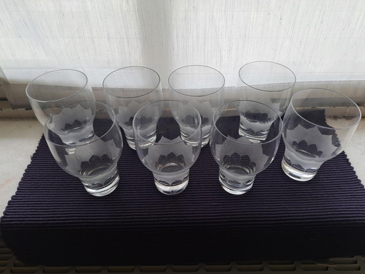 19x Vintage Lotus Flower Crystal Glass Rosenthal