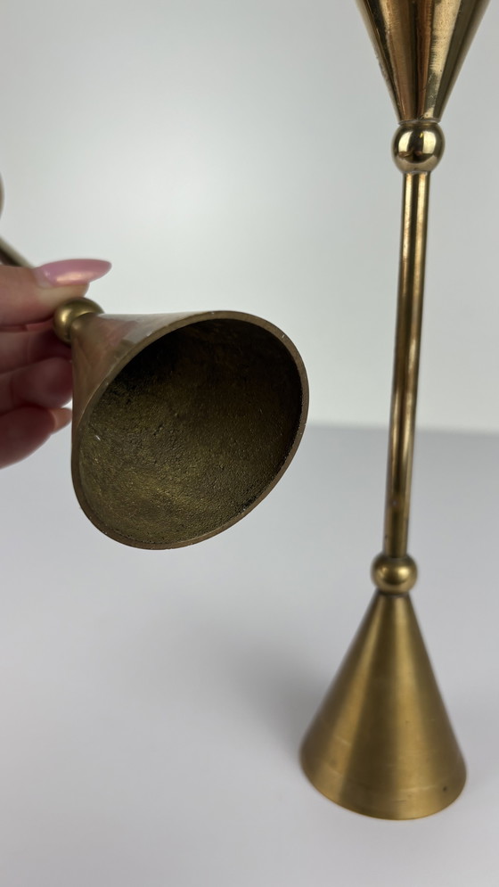 Image 1 of 2 x bougeoirs vintage en laiton de Christian de Beaumont