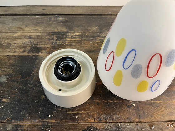 Image 1 of Lampada da soffitto vintage in vetro opalino della metà del secolo scorso