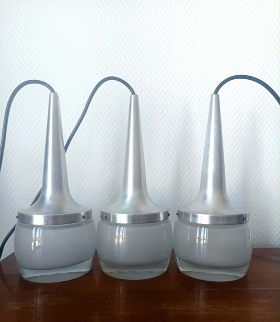 3x Lámparas colgantes Leuchten del personal de la era espacial 1970 – Staff Leuchten, Aluminium (photo 4 of 14)