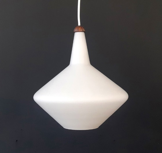 Image 1 of Vintage milk glass pendant lamp, mcm lamp, minimalist hall lamp