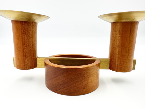 Image 1 of Danish Design Candlestick Teak and Brass