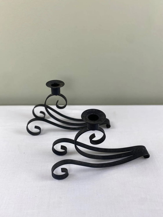 Paar schmiedeeiserne Kerzenständer – Kerzenhalter, Iron, Vintage (photo 6 of 14)