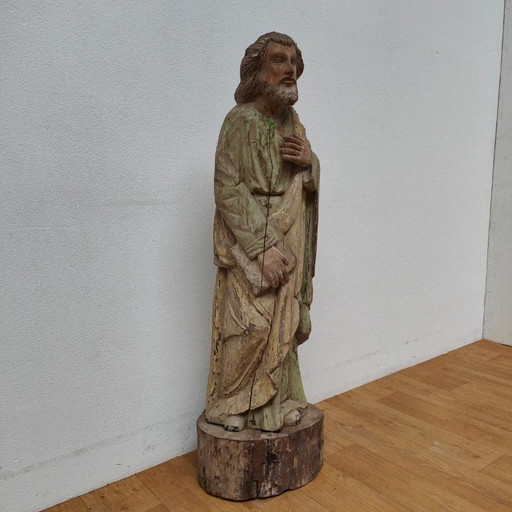 Lebensgroße handgemachte antike religiöse Holzstatue, Heiligenstatue, Bild