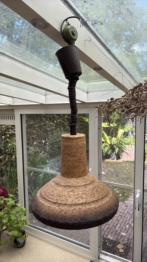Brutalist clay lamp, ceramic