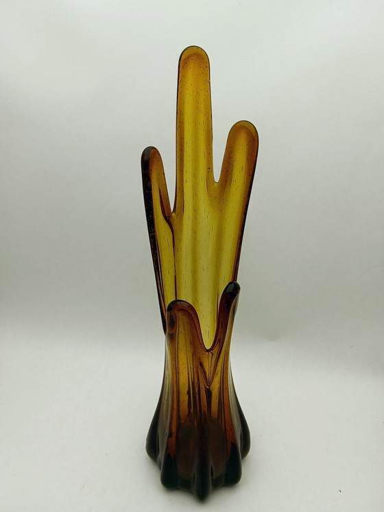 Image 1 of Vintage French Amber Glass Vase