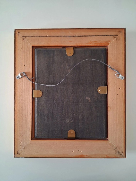 Image 1 of ORIGINAL Ölgemälde auf Holzplatte inkl. Rahmen | Hühner/Bauernhof | Signiert