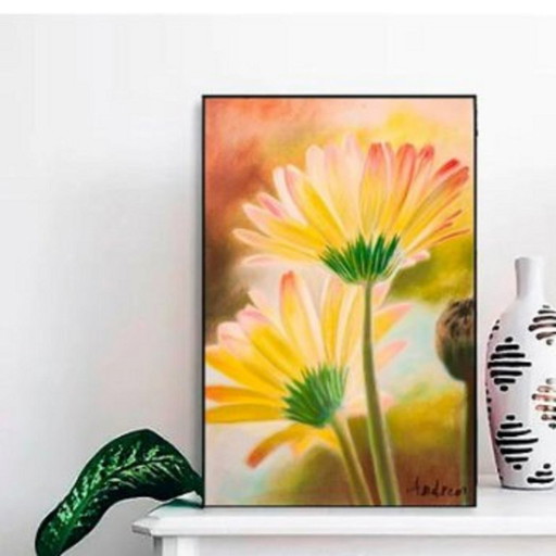 Pastel daisies. Daisy painting. Flower drawing. Pastel flowers. Painted flowers. New.