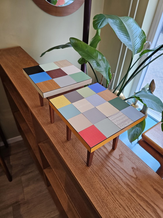 Image 1 of Set van 2 Vintage Plantentafeltjes Bijzettafeltje Tafeltje