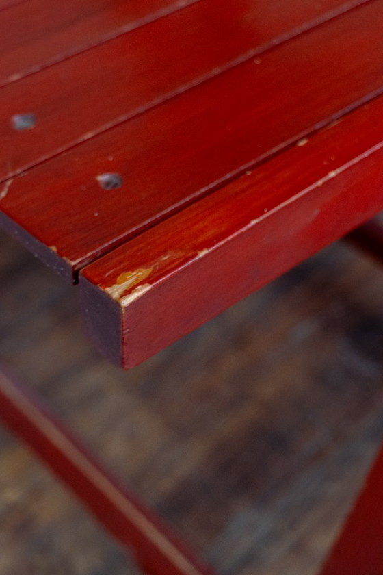 Image 1 of Set di 4 sedie pieghevoli rosse di Aldo Jacober