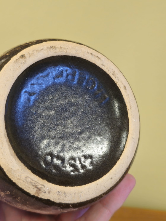 Image 1 of Jarrón de Alemania Occidental Jarrón Oreja Jarrón Rojo Marrón