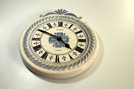 Decorative DUGENA ceramic kitchen clock, wall clock - vintage from the 70s