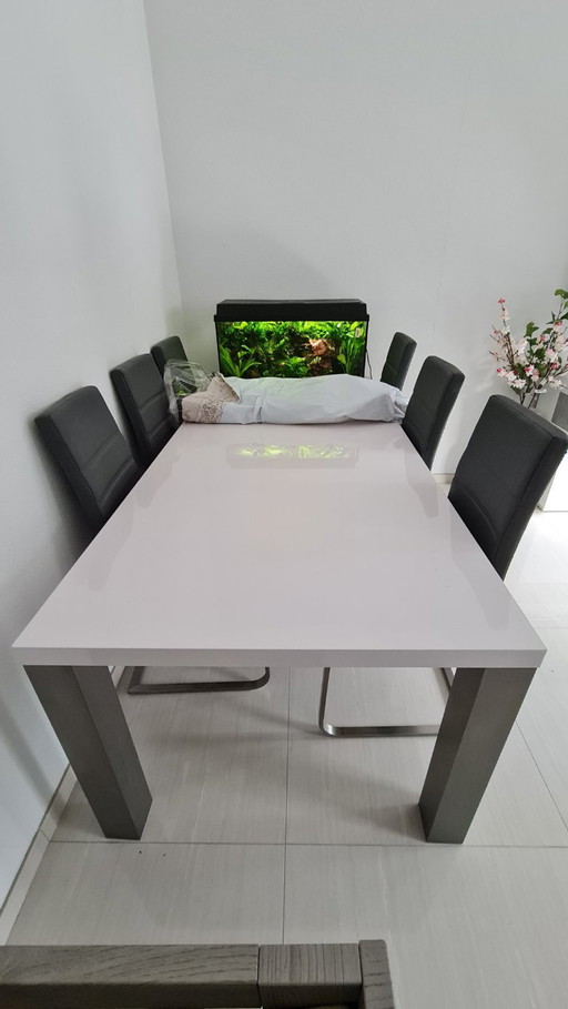Table de salle à manger blanc brillant