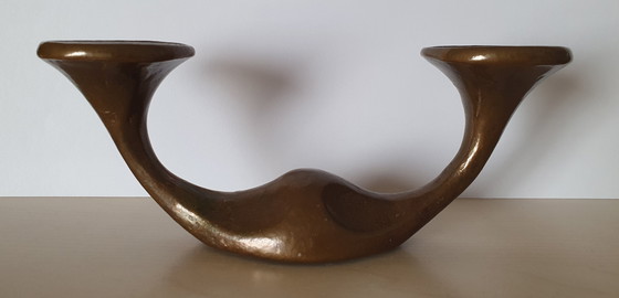 Image 1 of Vintage Bronzen Harjes Kandelaar Brutalist