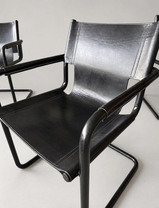 6 Vintage Mart Stam S34 — All Black — Black Leather – Dining chairs, Metal (photo 6 of 15)