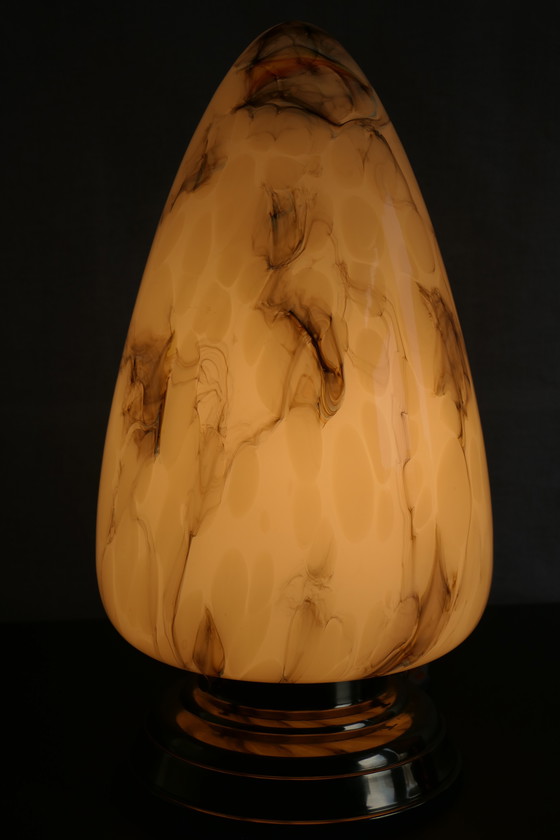 Image 1 of Twee art deco plafondlampen, gemarmerd, druppelvorm