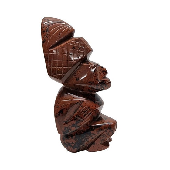 Image 1 of Vintage Azteek mahonie obsidiaan beeld